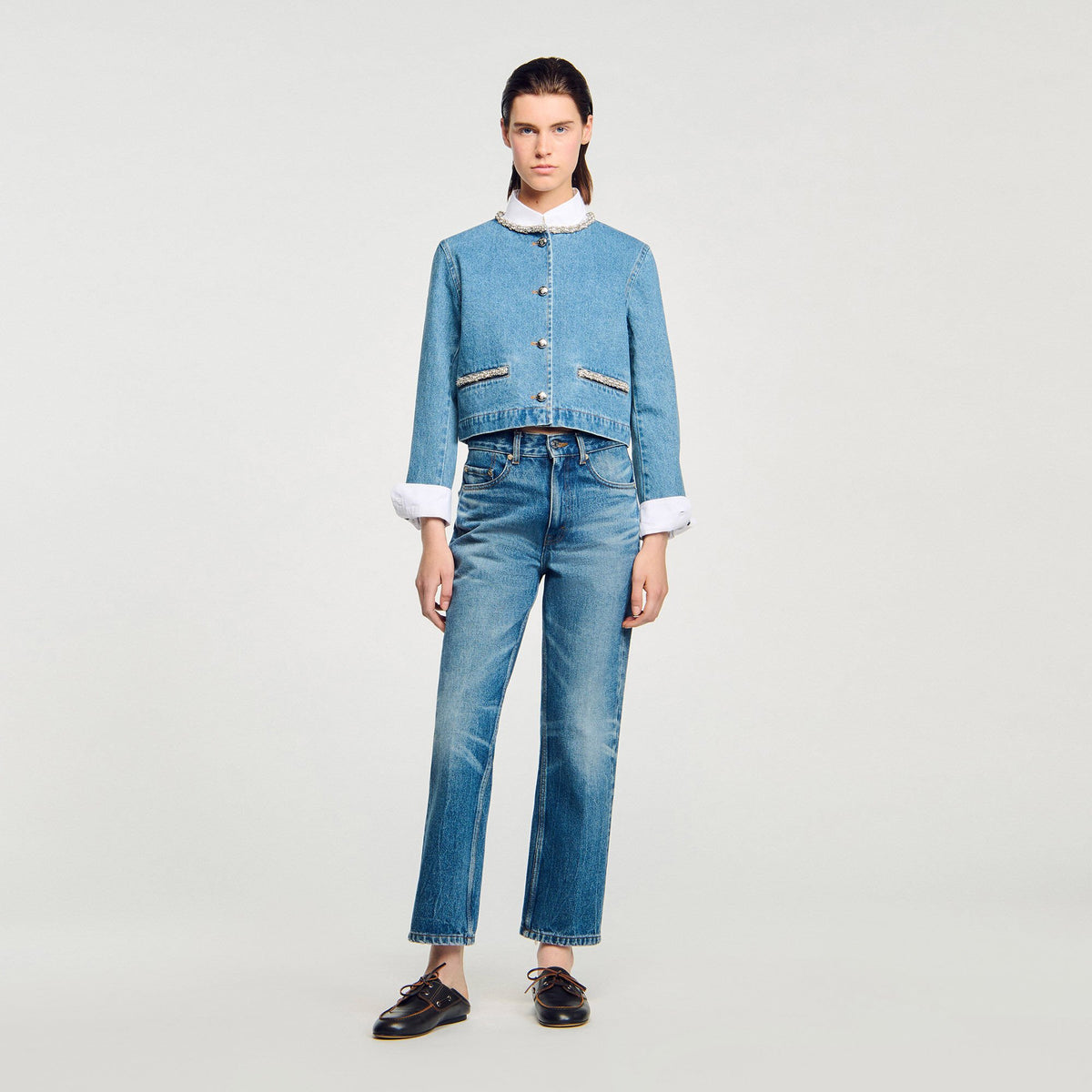 Rhinestone denim jacket | Sandro