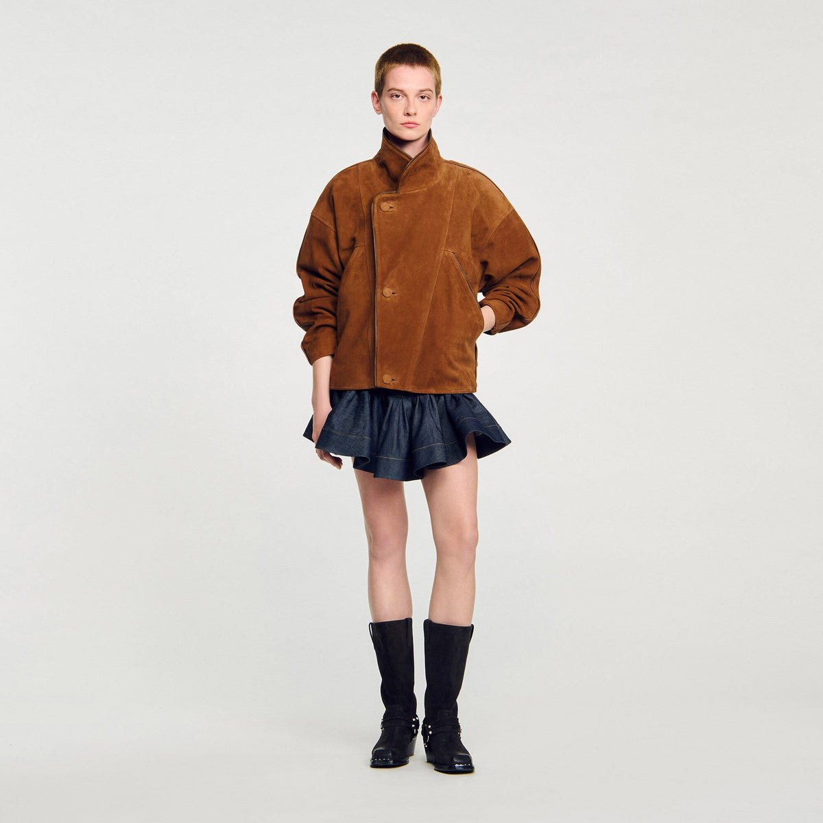 Oversized suede jacket | Sandro
