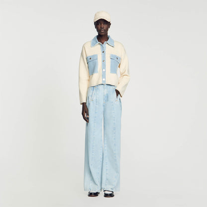 Oversized dual-material coatigan | Sandro