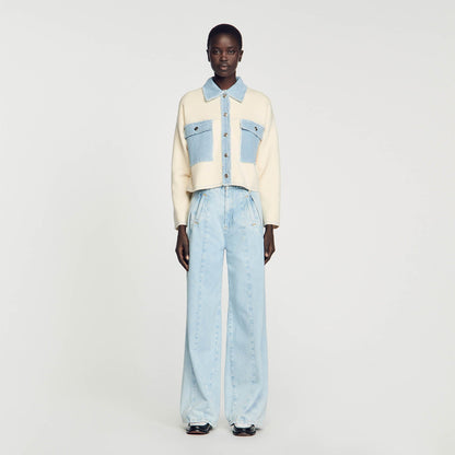 Oversized dual-material coatigan | Sandro