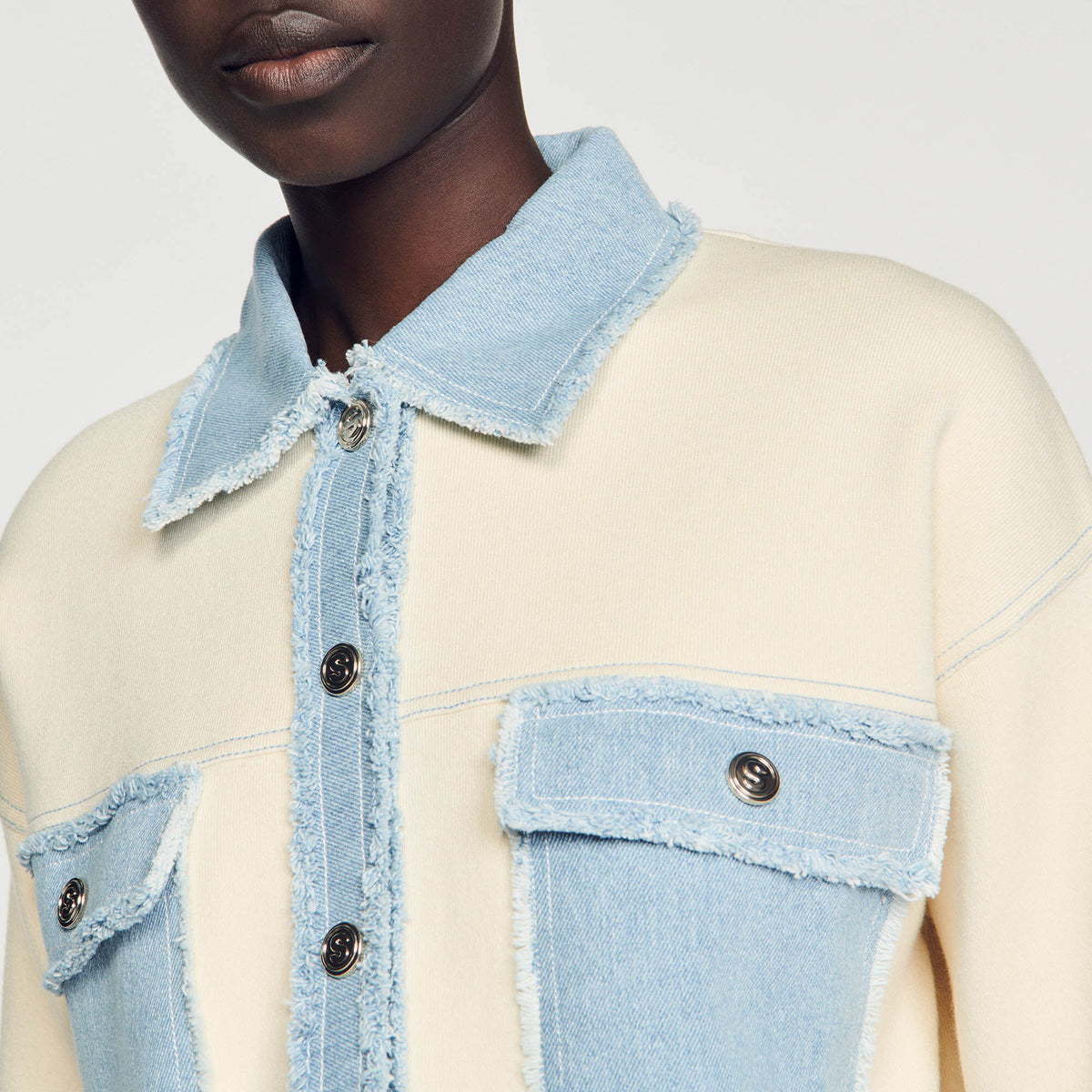 Oversized dual-material coatigan | Sandro