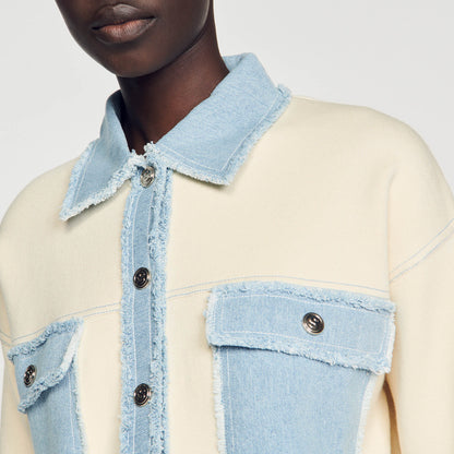 Oversized dual-material coatigan | Sandro