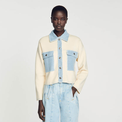 Oversized dual-material coatigan | Sandro