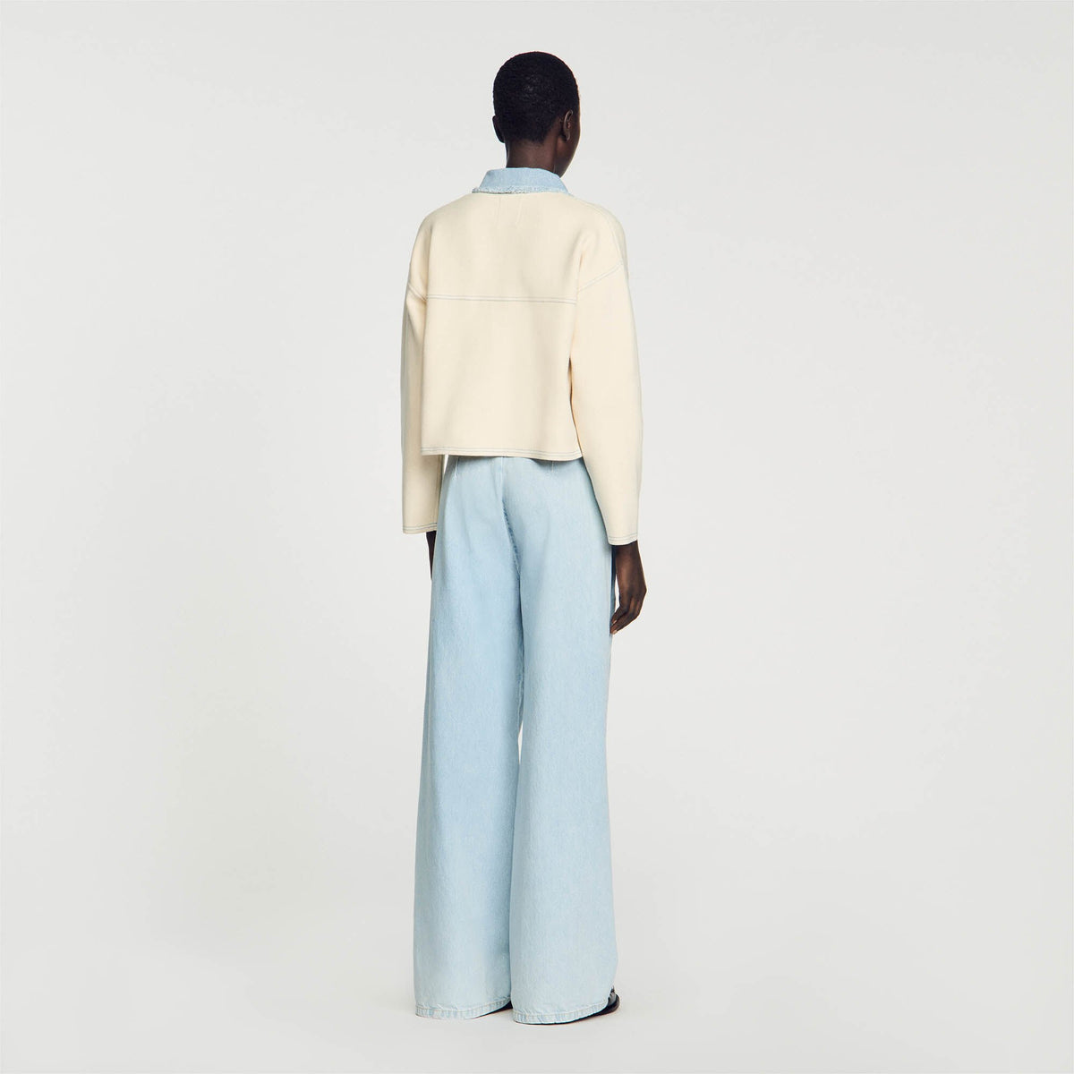 Oversized dual-material coatigan | Sandro
