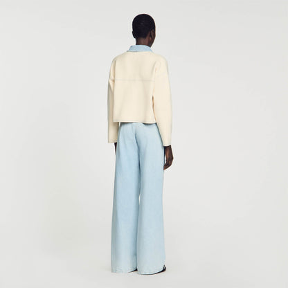Oversized dual-material coatigan | Sandro