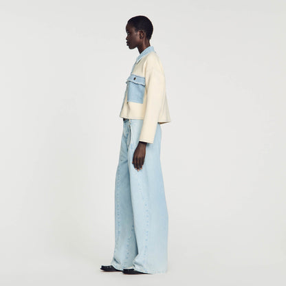 Oversized dual-material coatigan | Sandro