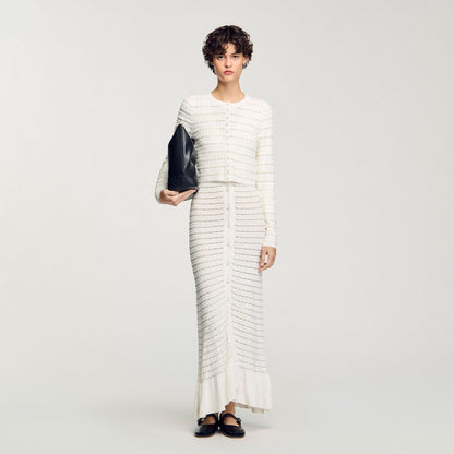 Cropped cardigan with pearl buttons | Sandro