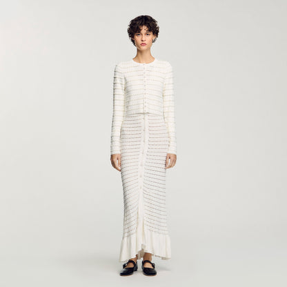 Cropped cardigan with pearl buttons | Sandro