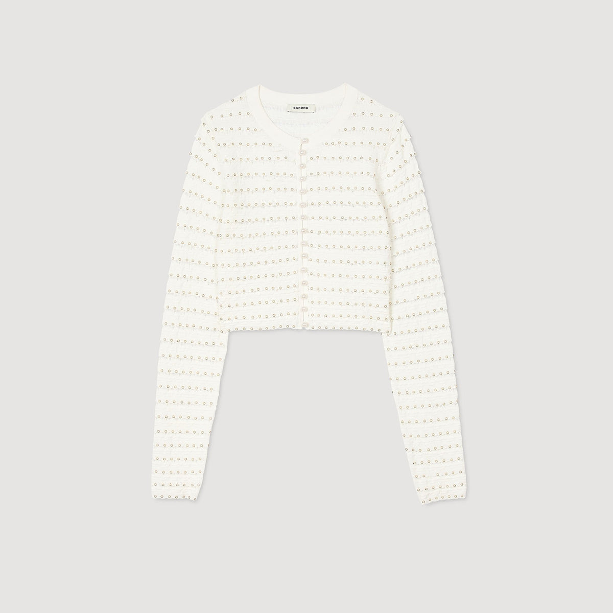 Cropped cardigan with pearl buttons | Sandro