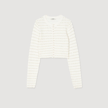 Cropped cardigan with pearl buttons | Sandro