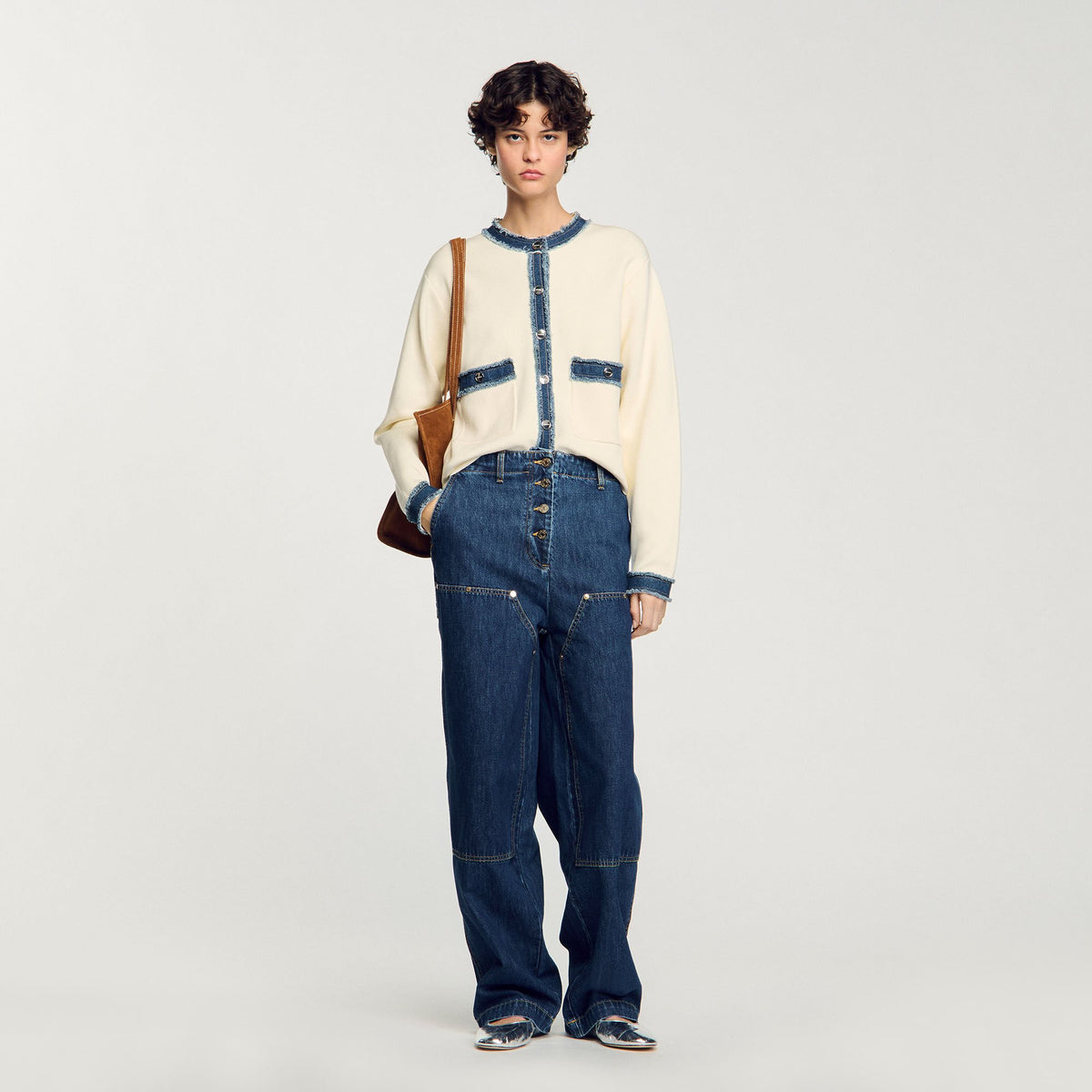 Cardigan with denim details | Sandro