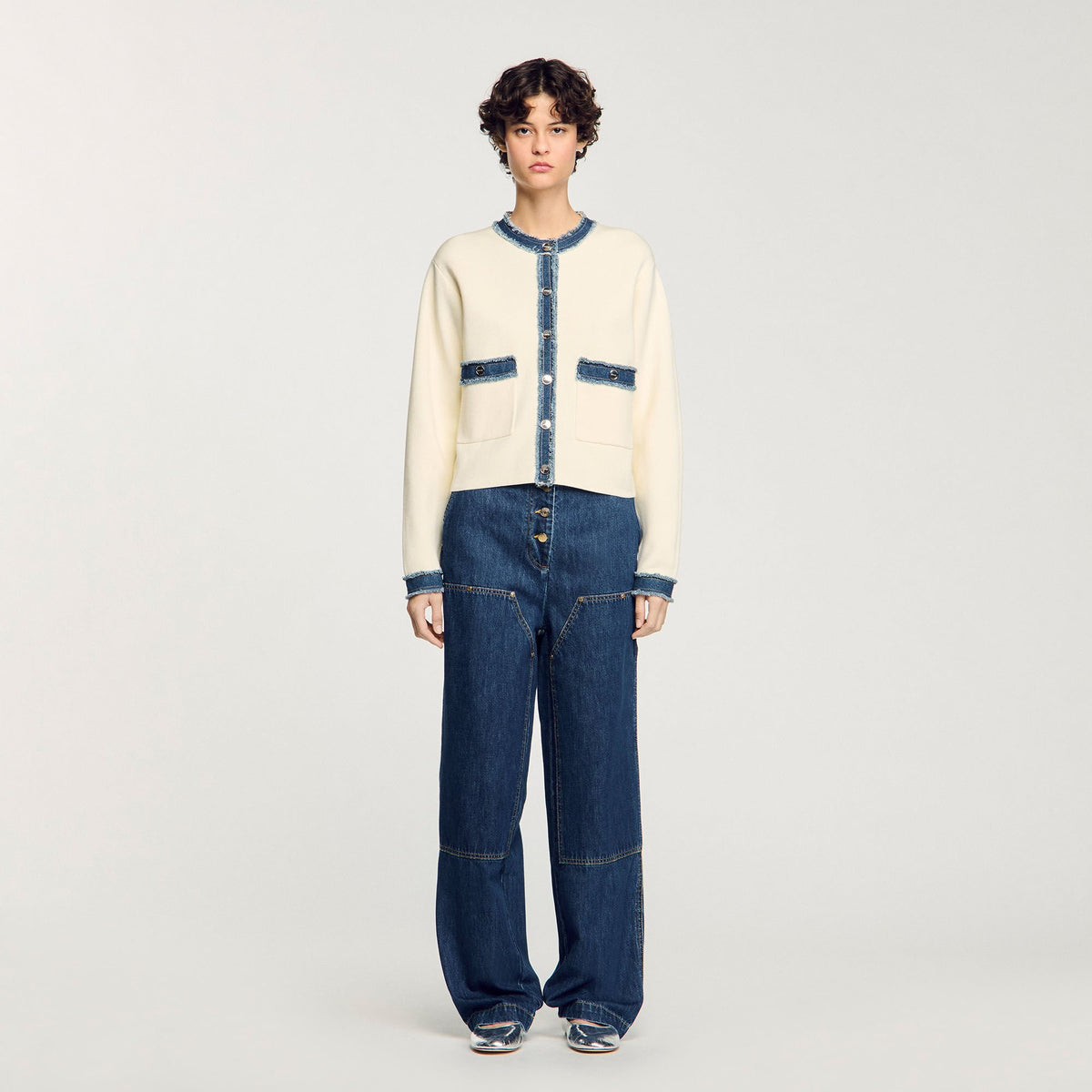 Cardigan with denim details | Sandro