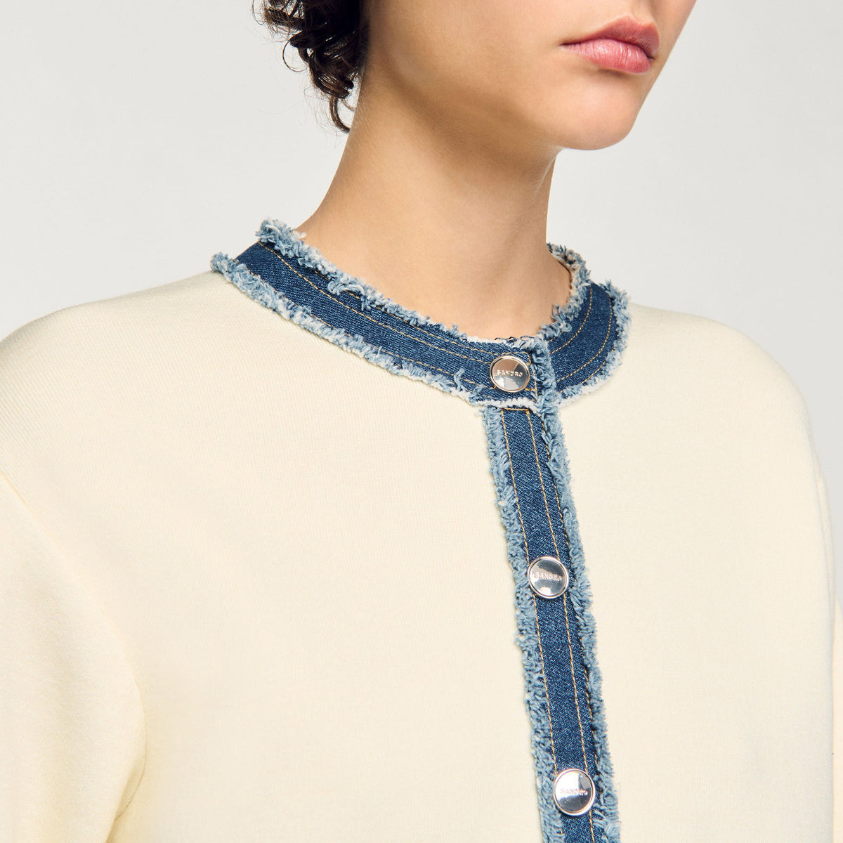 Cardigan with denim details | Sandro