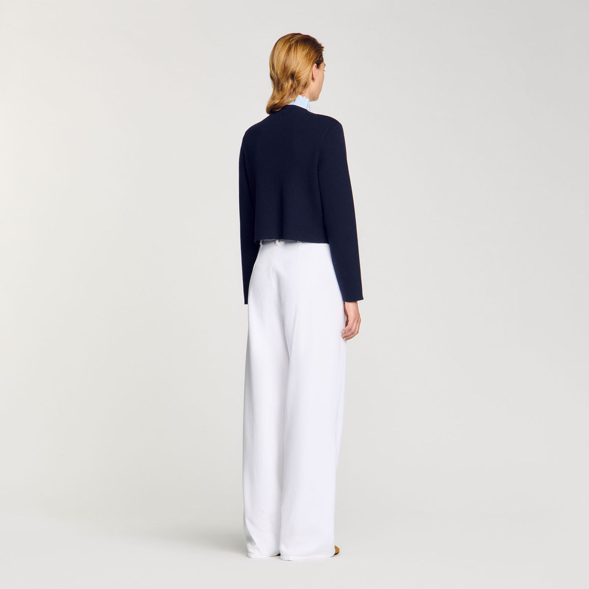 Cardigan with removable ruffled collar | Sandro