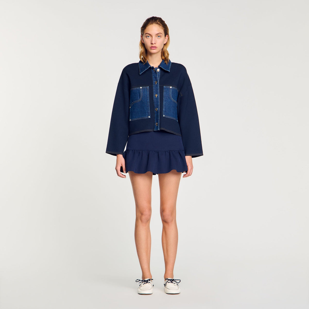 Denim detail cardigan | Sandro
