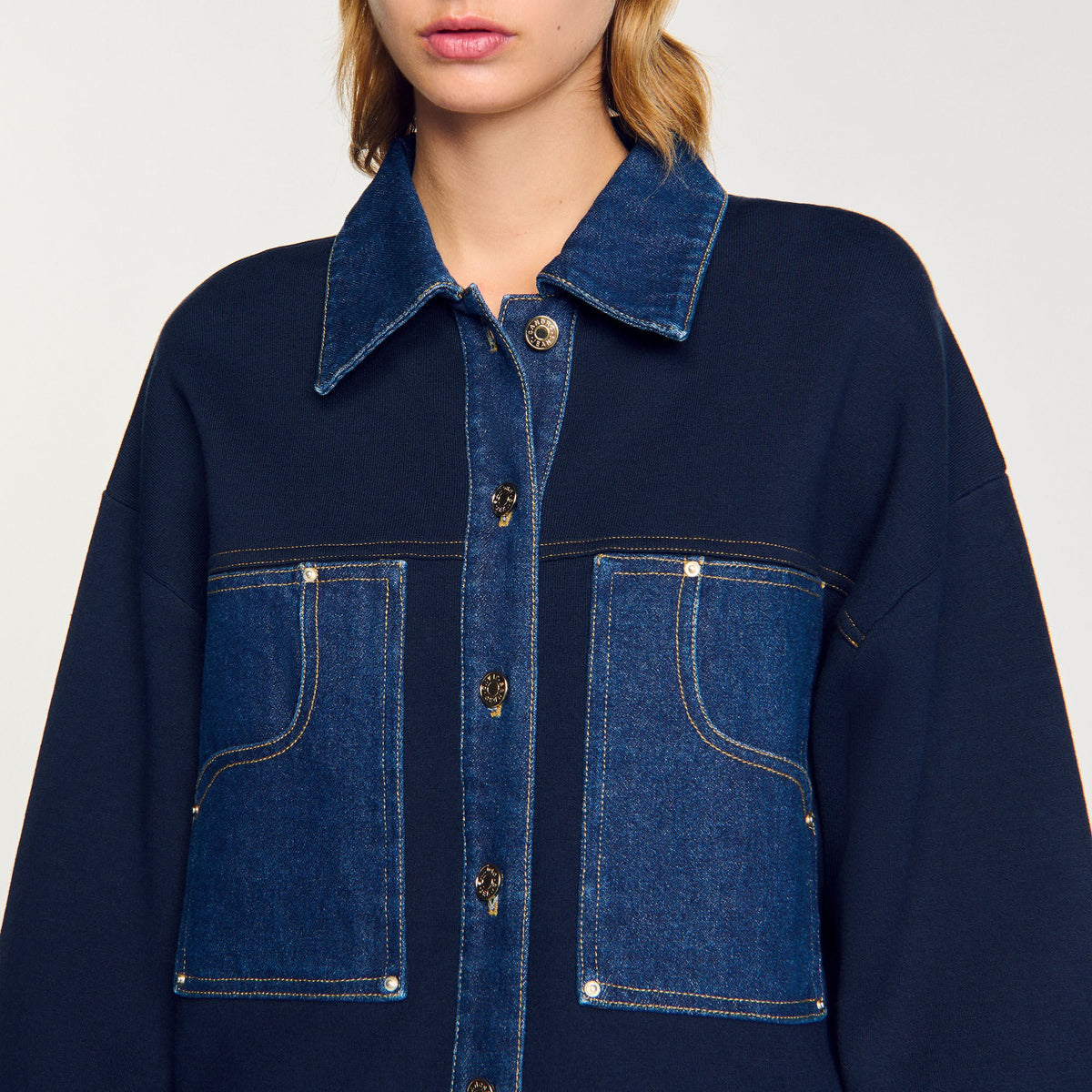 Denim detail cardigan | Sandro