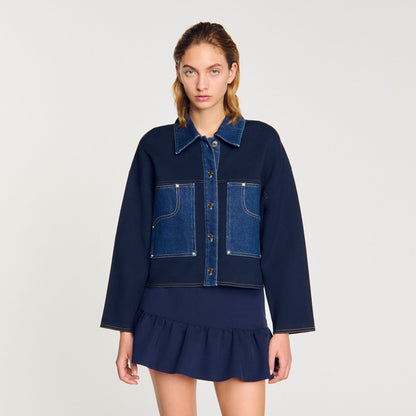 Denim detail cardigan | Sandro