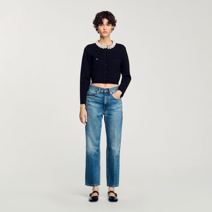 Cardigan with beaded collar | Sandro