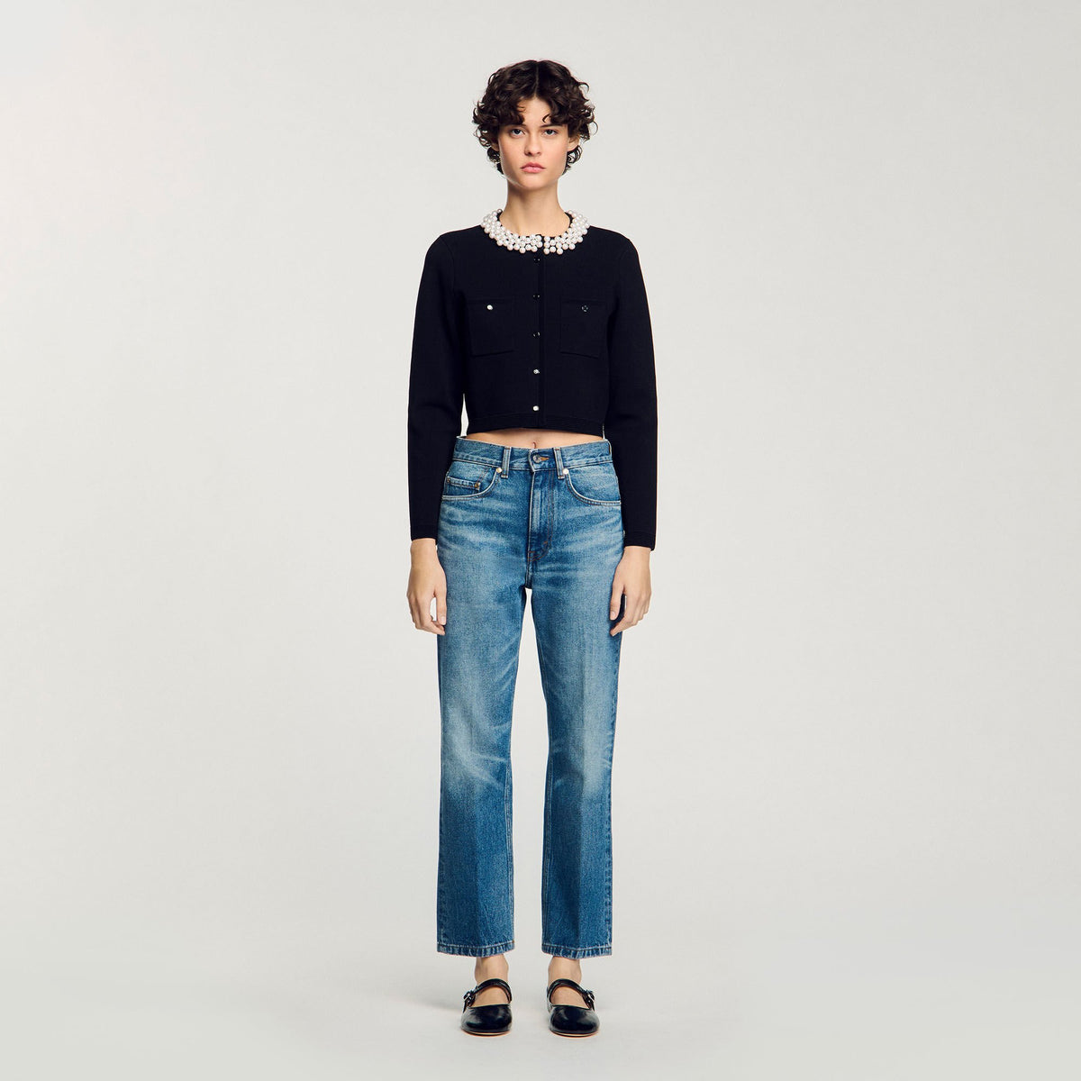 Cardigan with beaded collar | Sandro