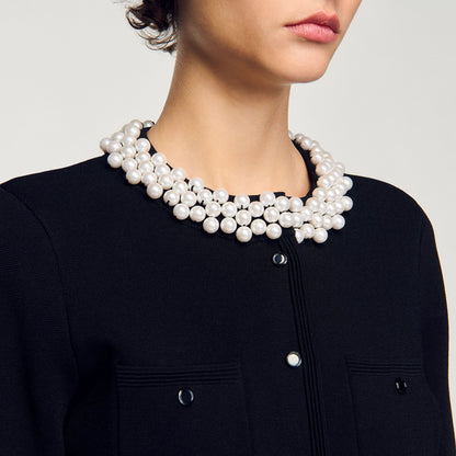 Cardigan with beaded collar | Sandro
