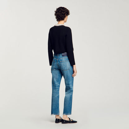 Cardigan with beaded collar | Sandro