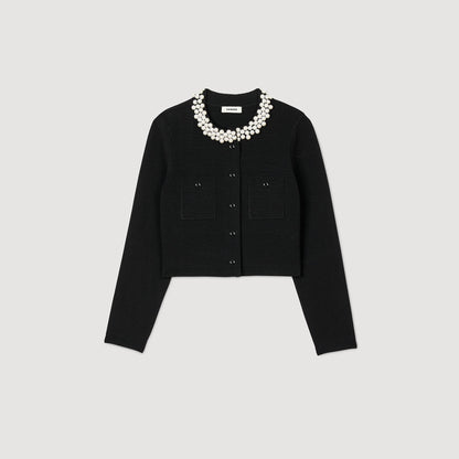 Cardigan with beaded collar | Sandro