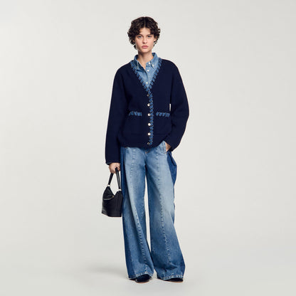 Cardigan with denim details | Sandro