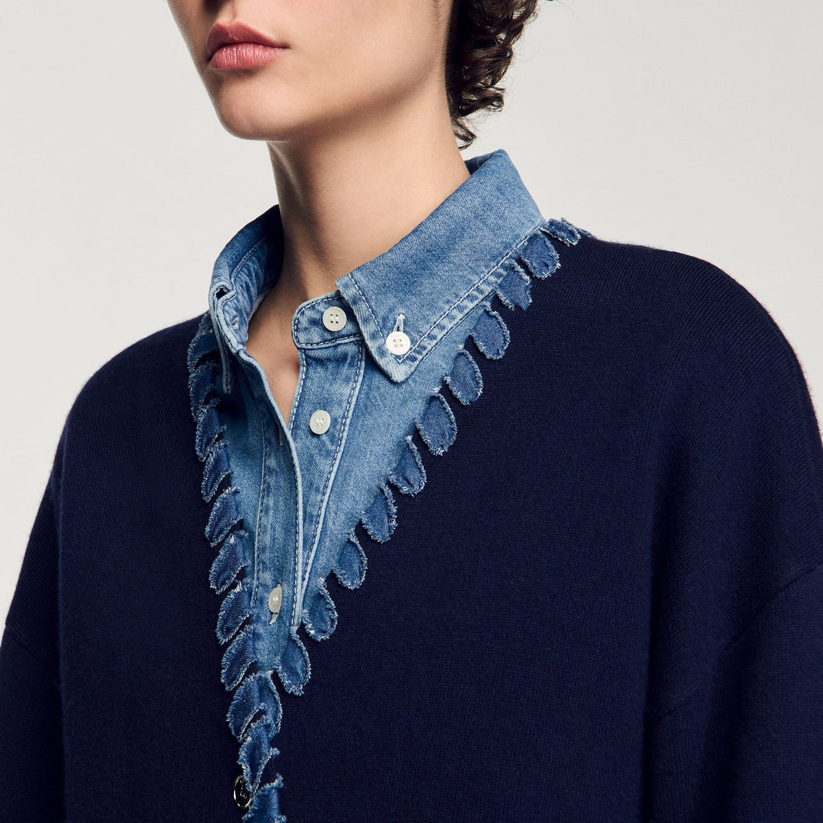Cardigan with denim details | Sandro