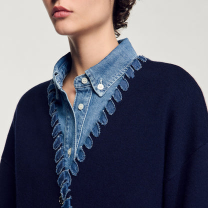 Cardigan with denim details | Sandro