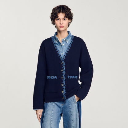 Cardigan with denim details | Sandro
