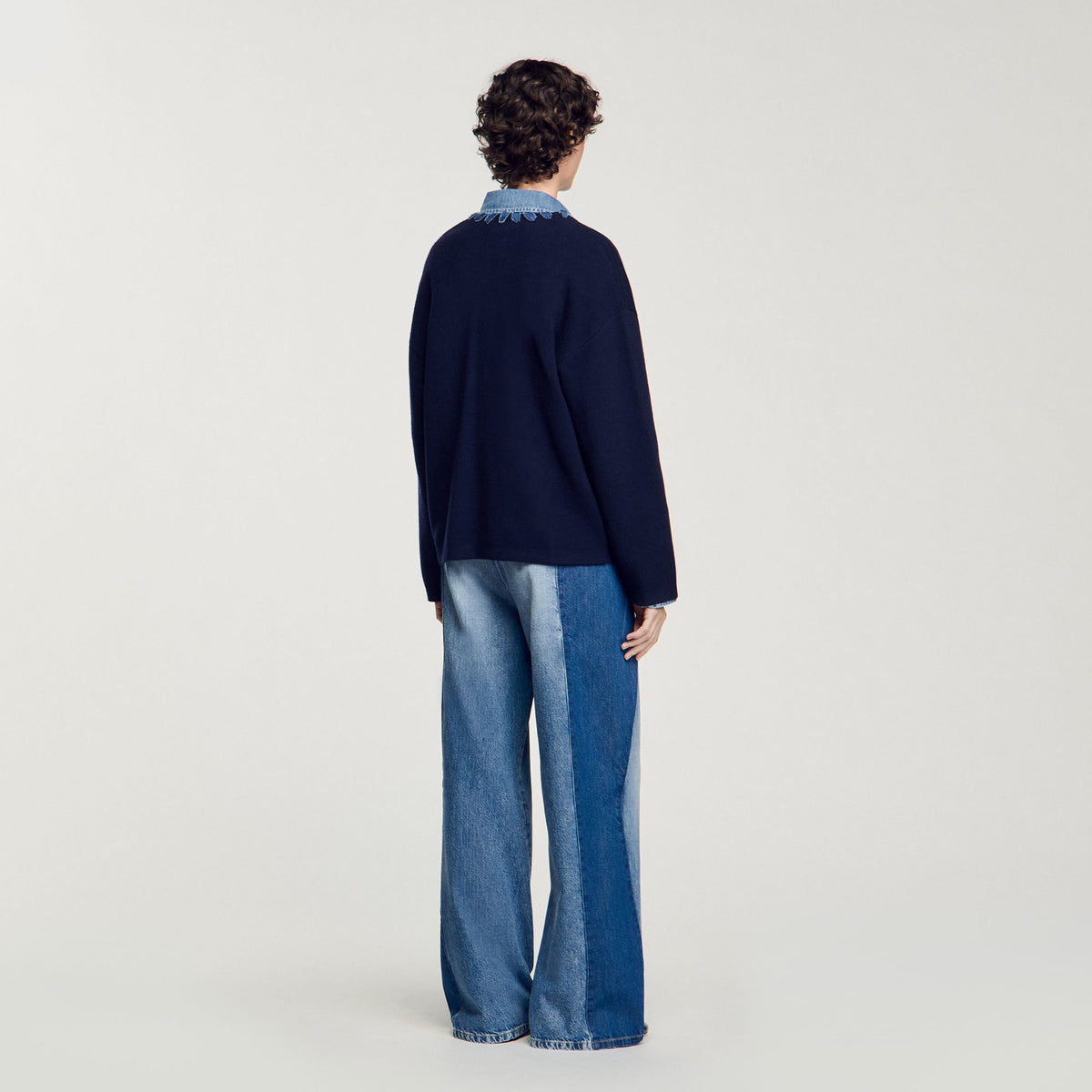 Cardigan with denim details | Sandro
