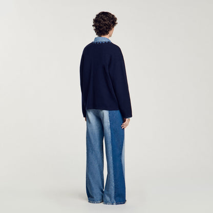 Cardigan with denim details | Sandro