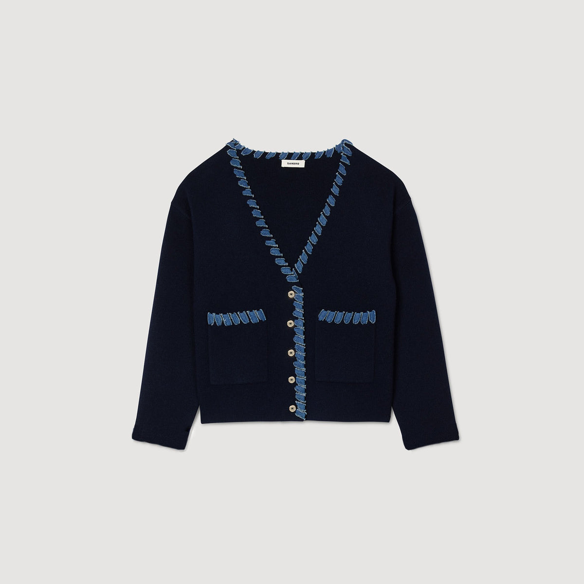 Cardigan with denim details | Sandro