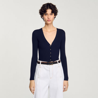 Rib knit cardigan | Sandro