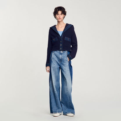 Cardigan with denim details | Sandro