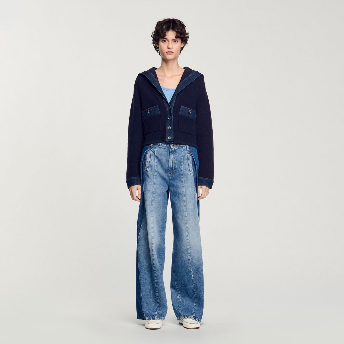 Cardigan with denim details | Sandro