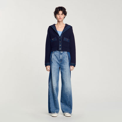 Cardigan with denim details | Sandro