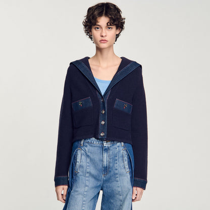 Cardigan with denim details | Sandro