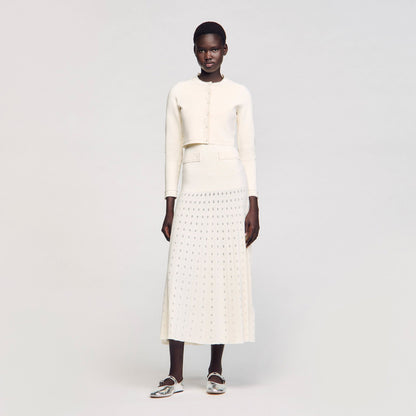 Cropped cardigan with pearl buttons | Sandro