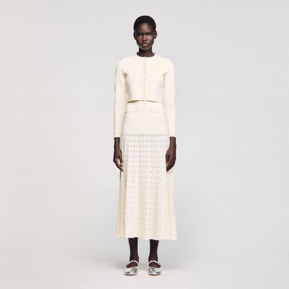 Cropped cardigan with pearl buttons | Sandro