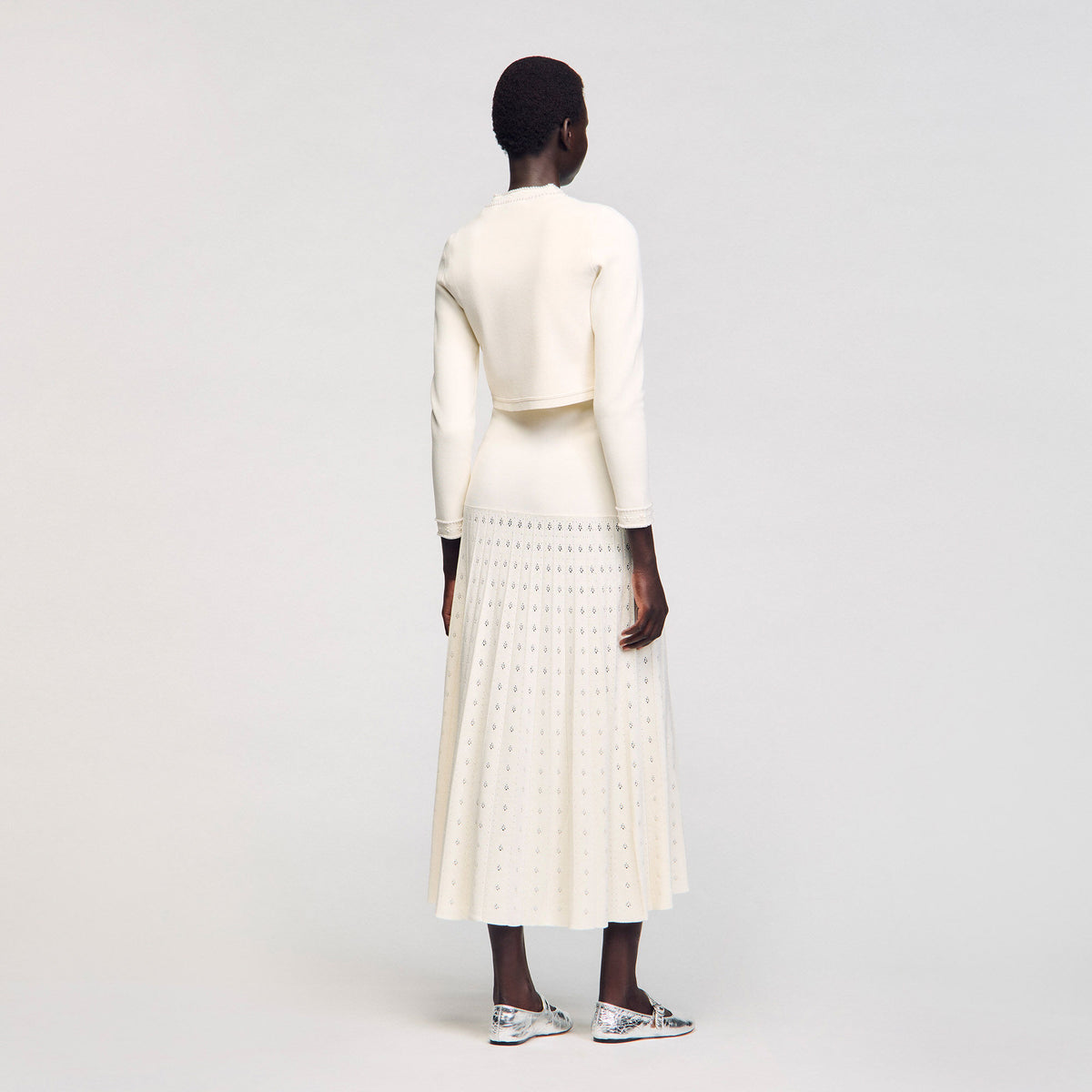 Cropped cardigan with pearl buttons | Sandro