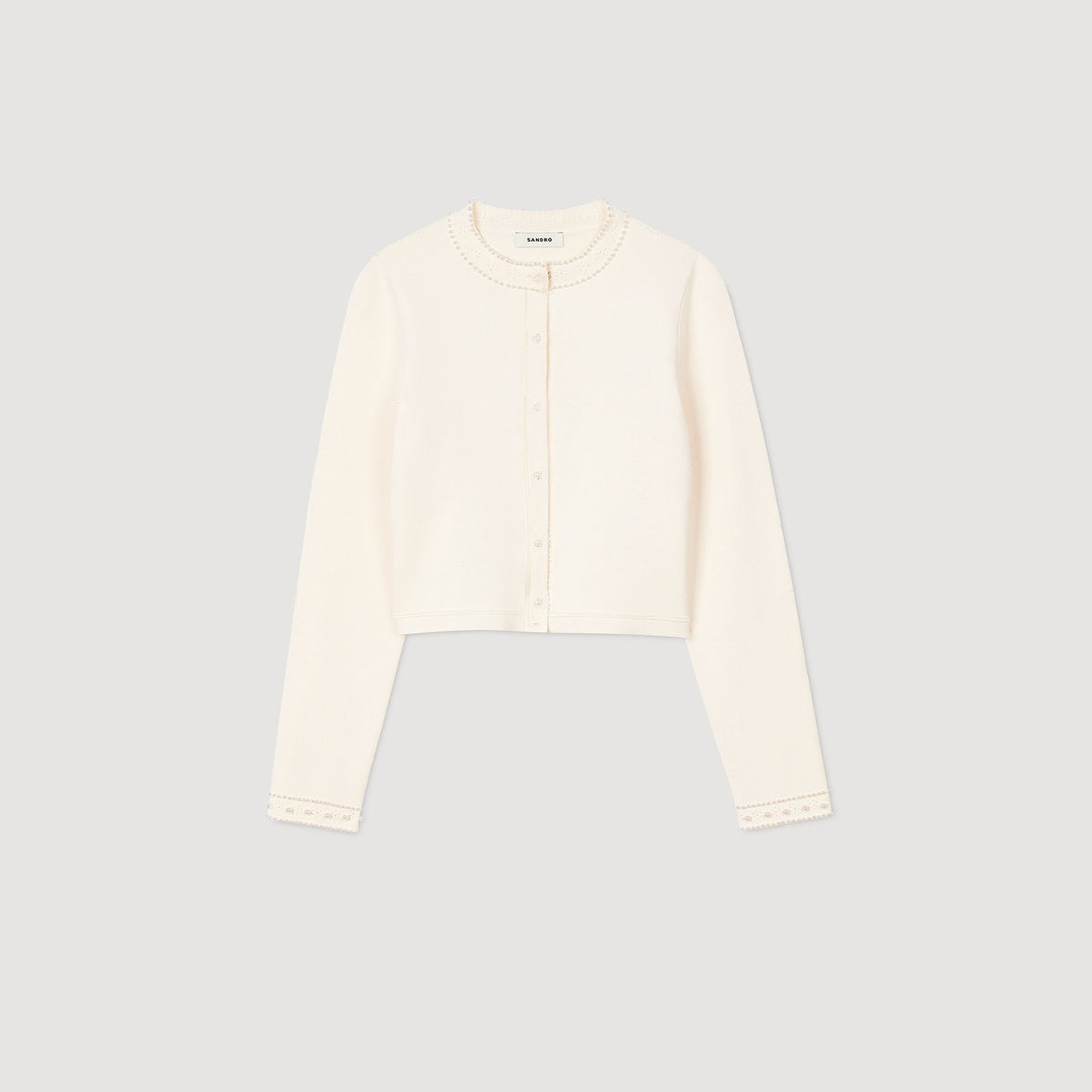 Cropped cardigan with pearl buttons | Sandro