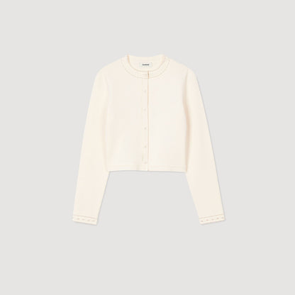 Cropped cardigan with pearl buttons | Sandro