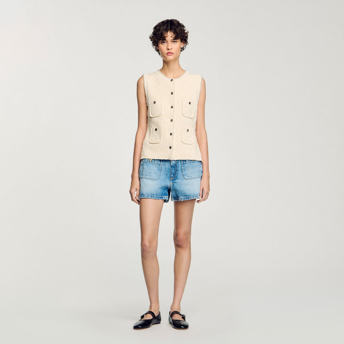 Decorative tweed vest | Sandro