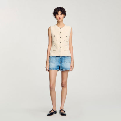 Decorative tweed vest | Sandro