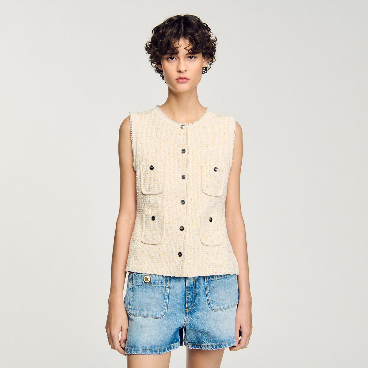Decorative tweed vest | Sandro