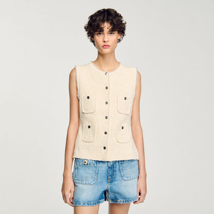 Decorative tweed vest | Sandro