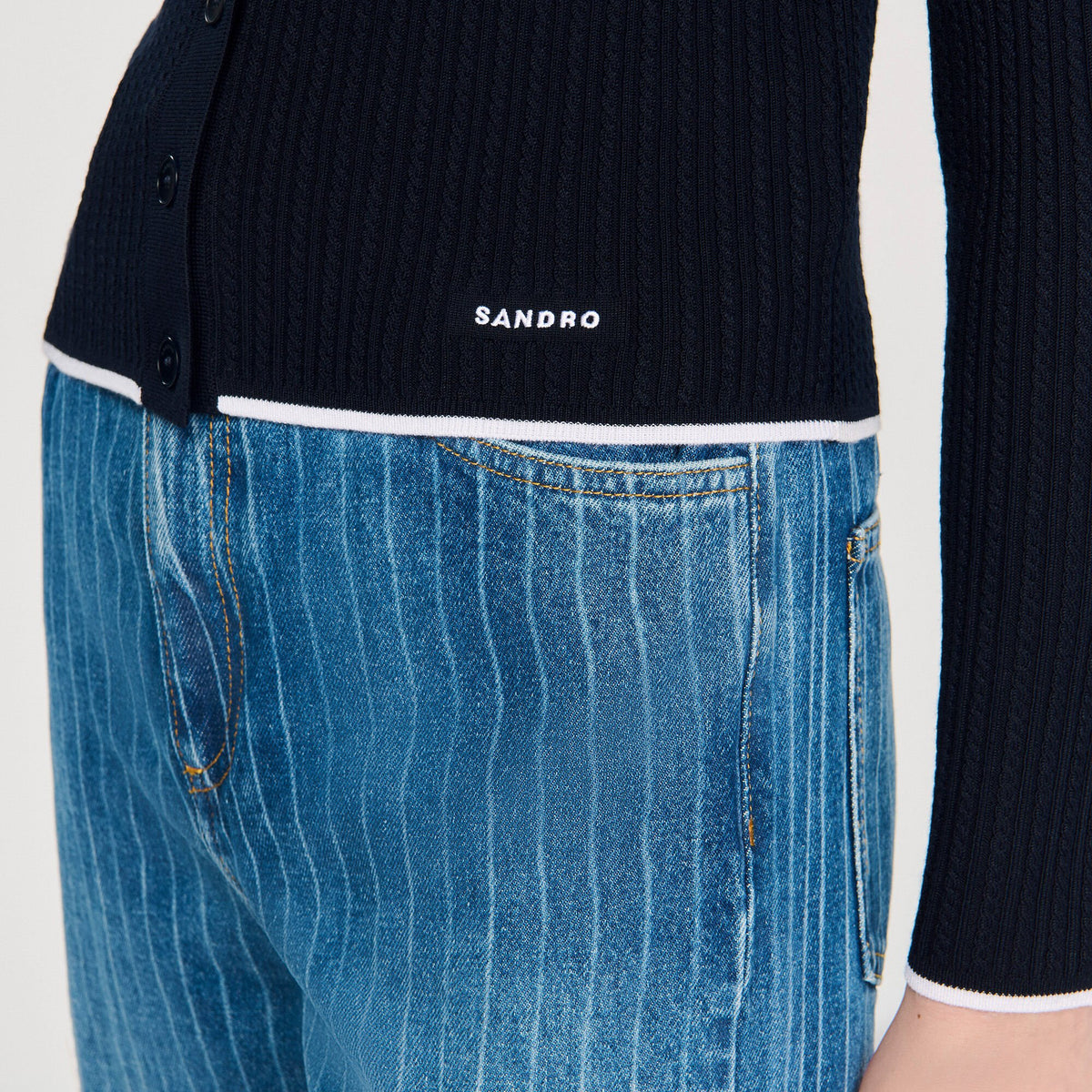 Cropped polo collar cardigan | Sandro