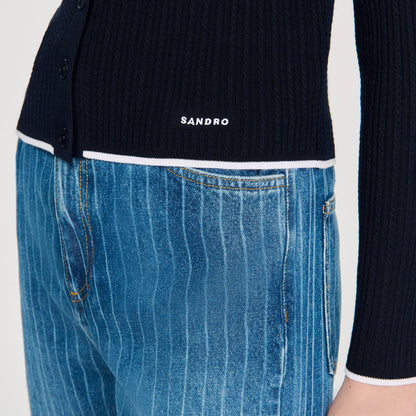 Cropped polo collar cardigan | Sandro