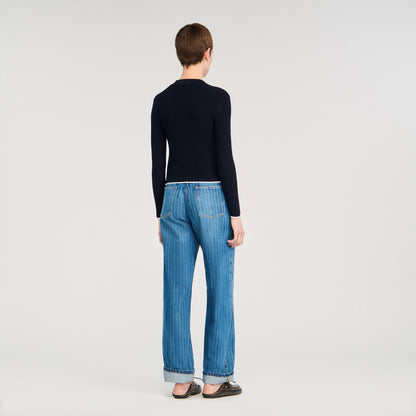 Cropped polo collar cardigan | Sandro